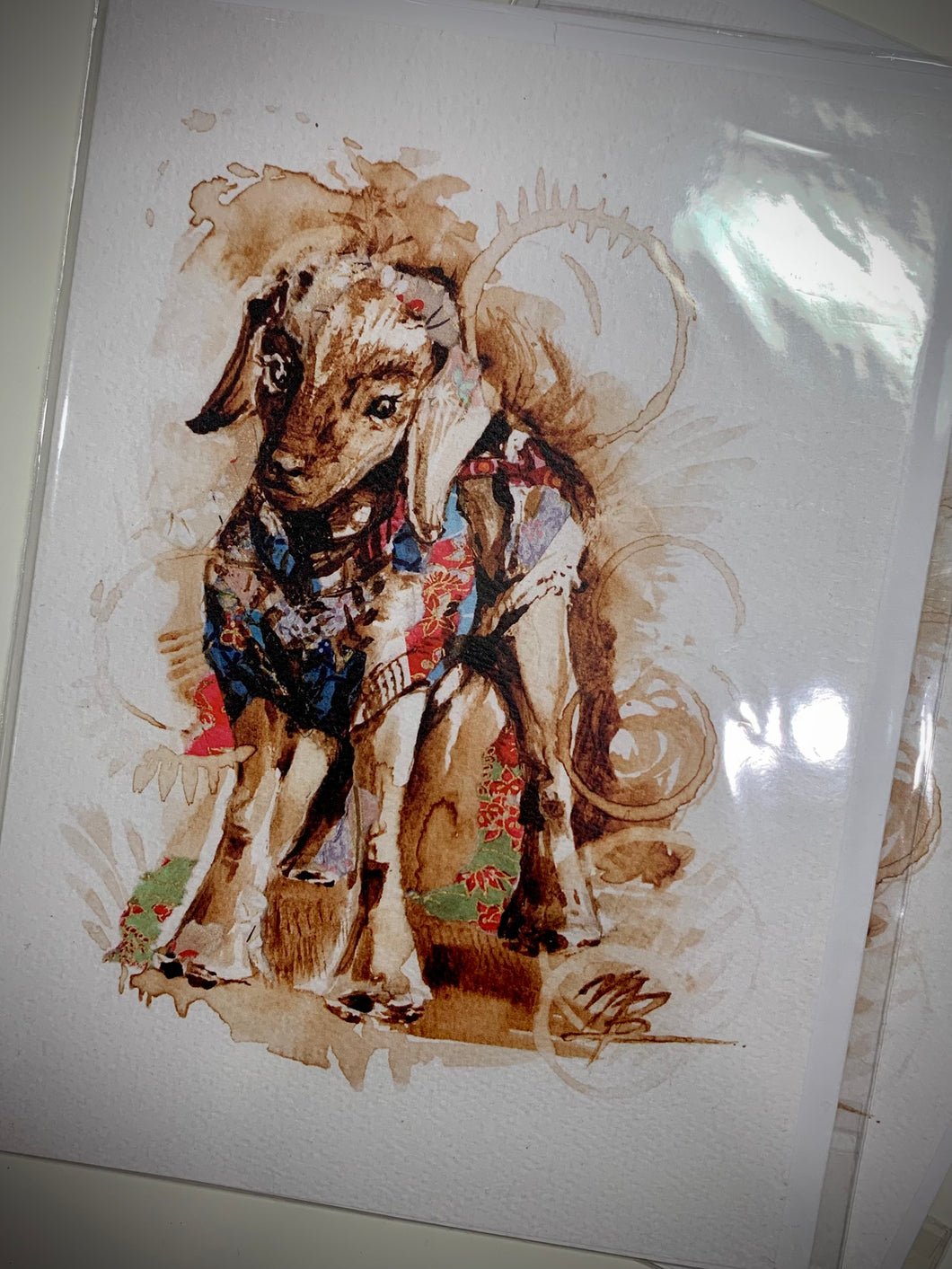 ‘Lola the little goat’ Greeting Card & Envelope