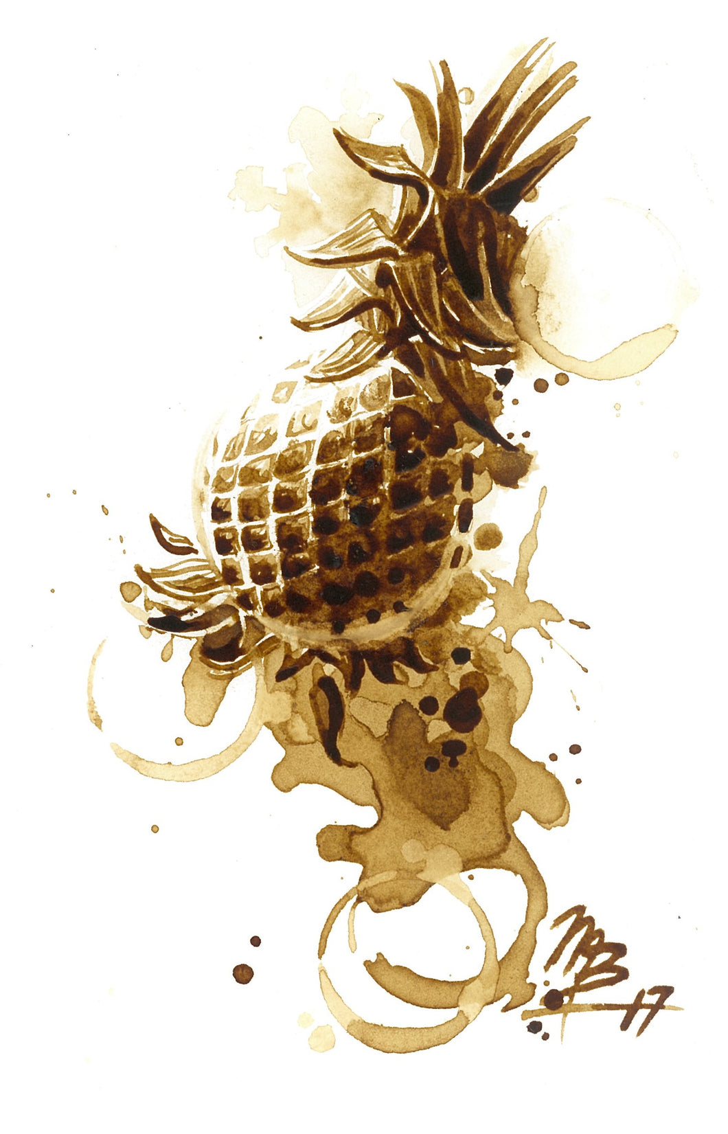 Pineapple Espresso - Coffee Painting Print