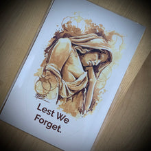 Load image into Gallery viewer, Lest We Forget (Mother Canada Bereft-Vimy Ridge) Bumper Sticker
